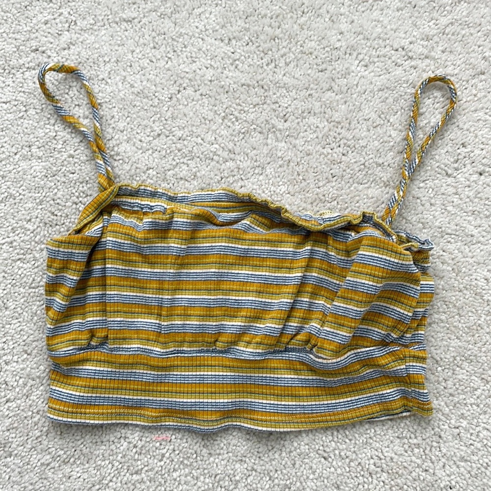 Yellow & Blue Tank top Crop Top